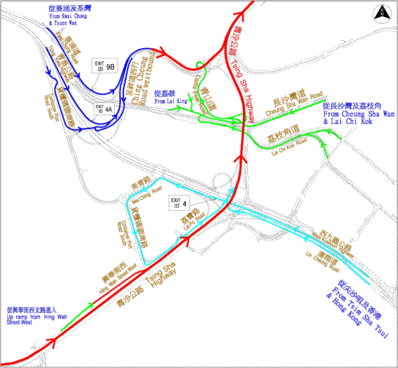 九龍及葵涌區之連接道路(東行往沙田方向)